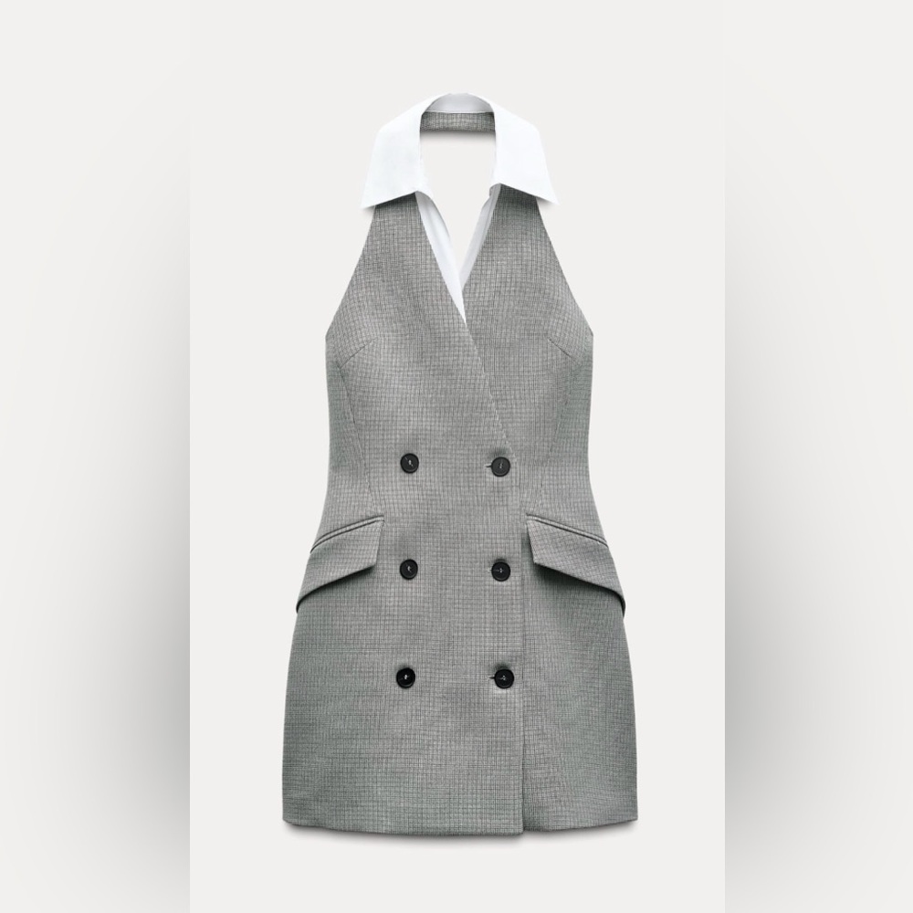 Zara Gray Double-Breasted Dress